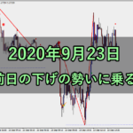 前日の下げの勢いに乗る(2020年9月23日)